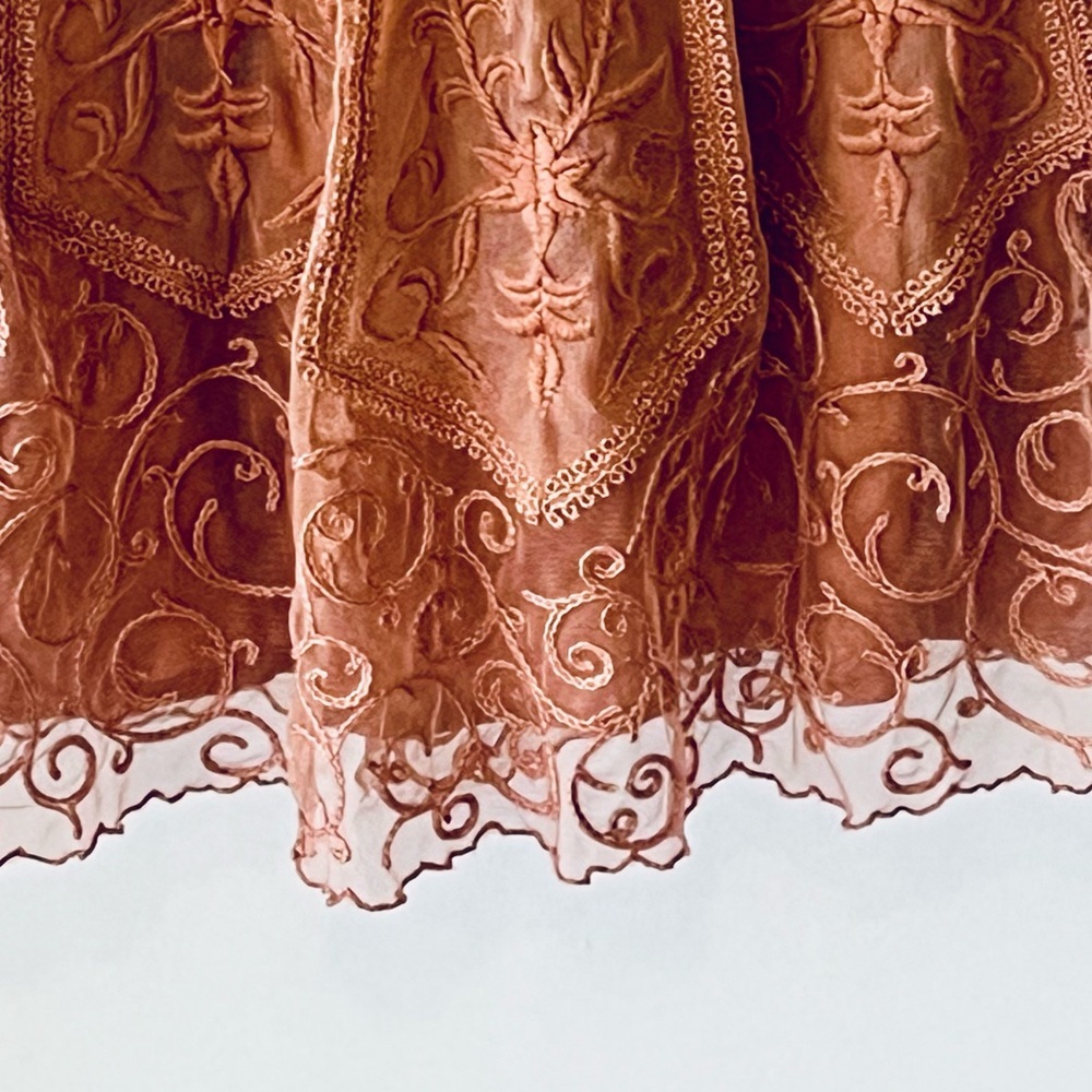 Anthropologie At Dusk Dress Sz 6 Dusty Rose Lace Embroidered Fit & Flare - Picture 10 of 14